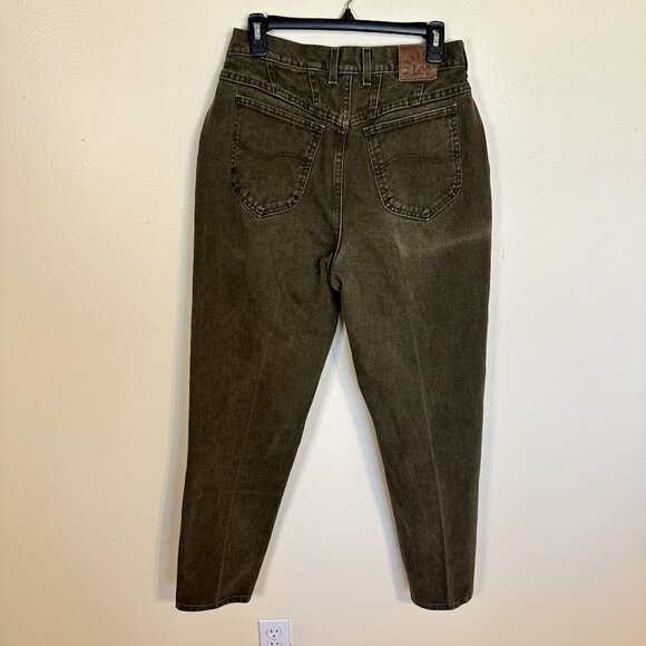 Lee High Waisted Womens Jeans Olive Green 28 x 30 Small Straight Leg 90s Mom - Picture 2 of 9